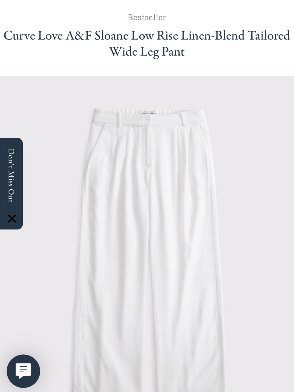 Abercrombie - Curve Love A&F Sloane Low Rise Tailored Linen-Blend Pant